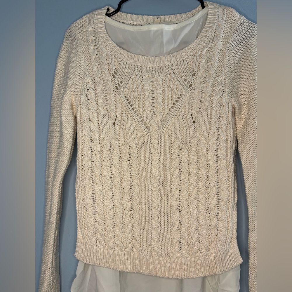 Anthropologie Cream Cable Knit Sweater - Picture 7 of 9